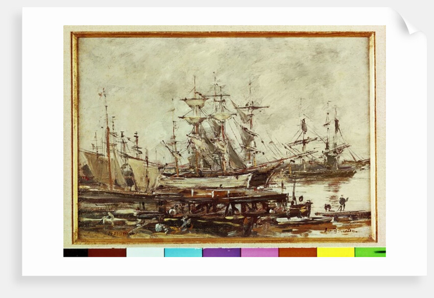 Sailing ships in the port of Bordeaux by Eugene Louis Boudin