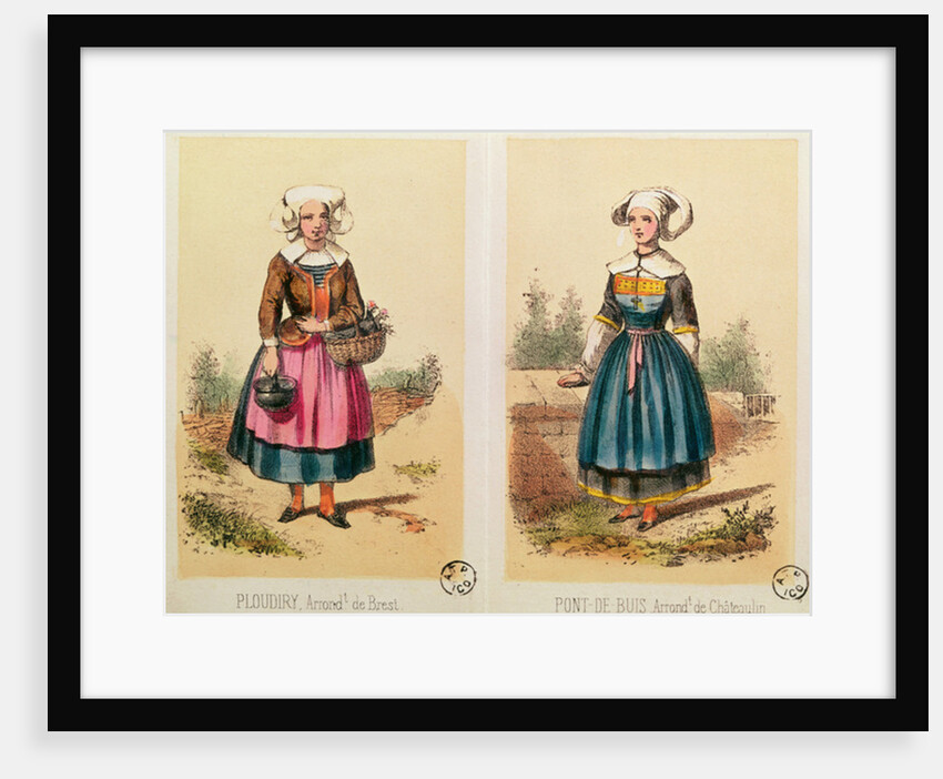 Female costumes from Ploudiry and Pont de Buis by French School