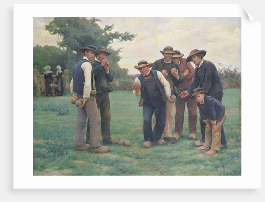 Playing Boules on the outskirts of Concarneau by Theophile Louis Deyrolle