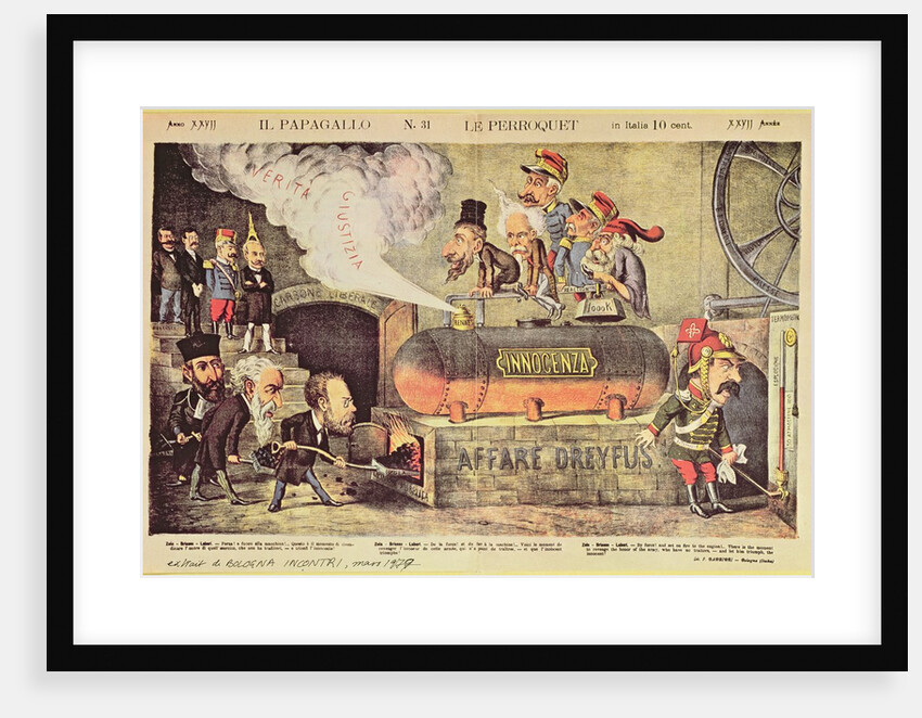The Dreyfus Affair, 22 December 1894, Italian satirical cartoon from 'Le Perroquet', no.31, August 1899 by Italian School