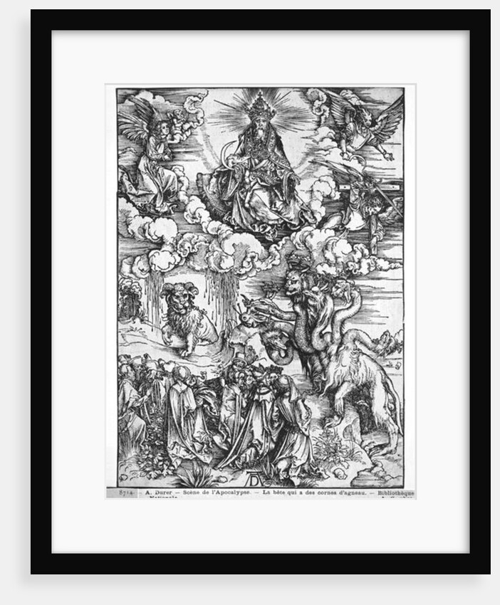 Scene from the Apocalypse, The seven-headed and ten-horned dragon by Albrecht Dürer or Duerer