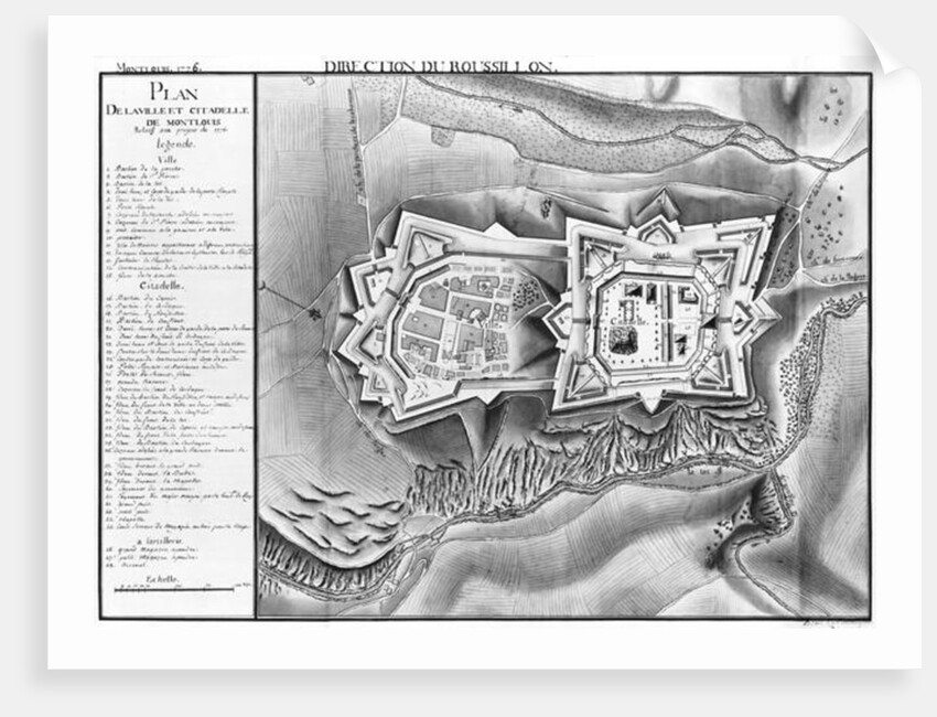 Plan and map of the town and citadel of Mont-Louis, 1776 by French School