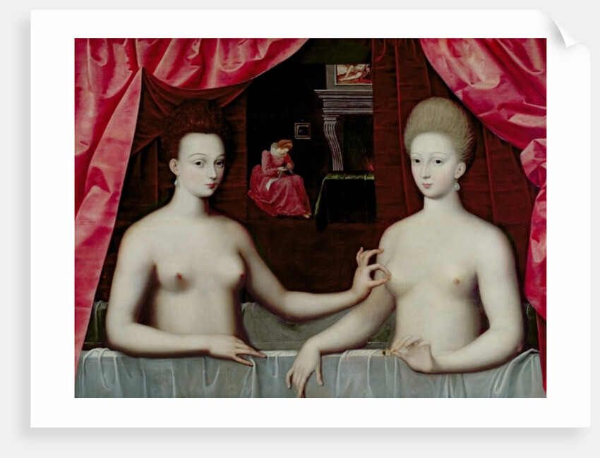 Gabrielle d'Estrées and her sister, the Duchess of Villars, 16th century by Fontainebleau School