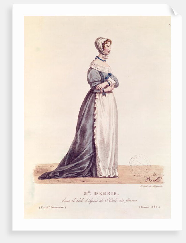 Madame Debrie in the role of Agnes in 'L'Ecole des Femmes' in 1680 by Hippolyte (after) Lecomte