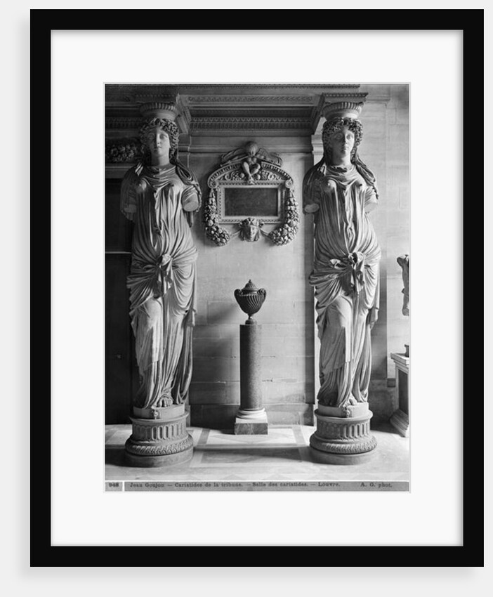 View of two caryatids from the Caryatids' Tribune in the Louvre Museum, late 19th century by Adolphe Giraudon
