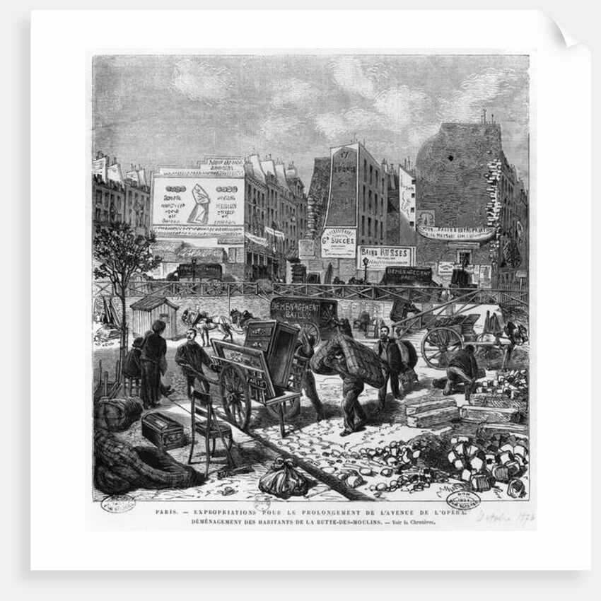 Expropriations during the extension of Avenue de l'Opera, inhabitants moving from the Butte des Moulins, October 1876 by French School