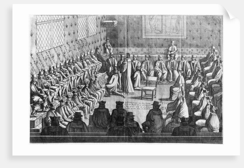 Session of Parliament presided by Regent Anne of Austria and Louis XIV by French School