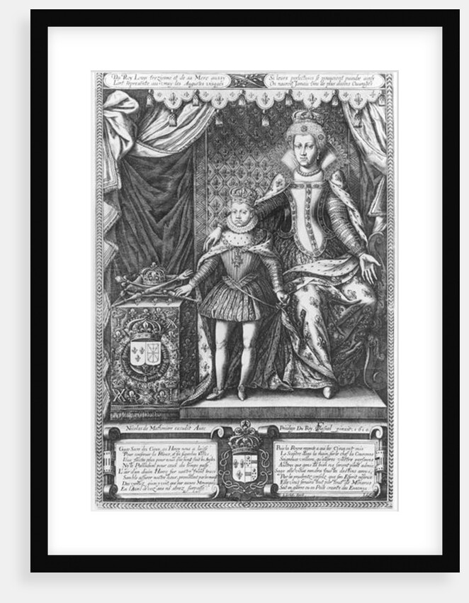Queen Marie de Medicis and Louis XIII as a child, engraved by Nicolas de Mathoniere 1610 by Francois (after) Quesnel