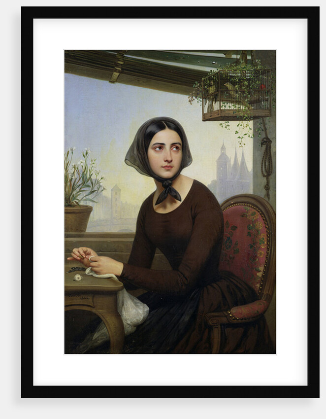 Rigolette Trying to Distract herself during Germain's Absence, 1844 by Joseph Desire Court