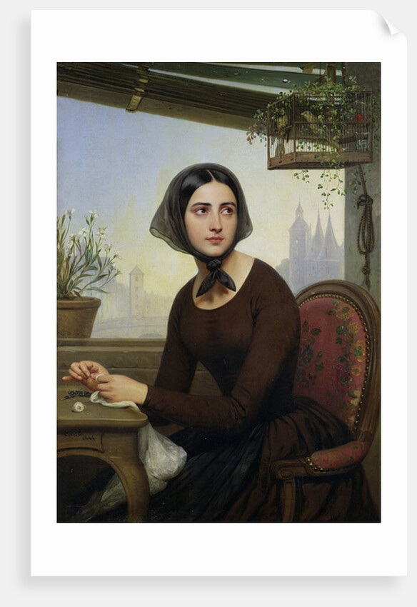 Rigolette Trying to Distract herself during Germain's Absence, 1844 by Joseph Desire Court