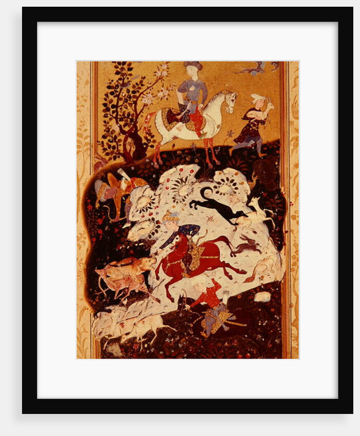 Hunting Scene from 'The Book of Love', Safavid Dynasty by Persian School