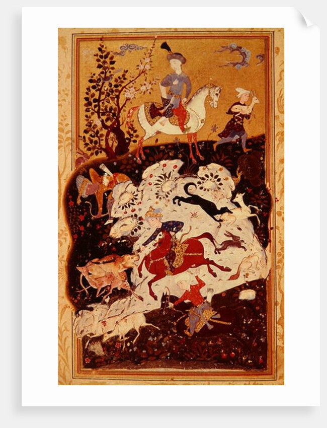 Hunting Scene from 'The Book of Love', Safavid Dynasty by Persian School
