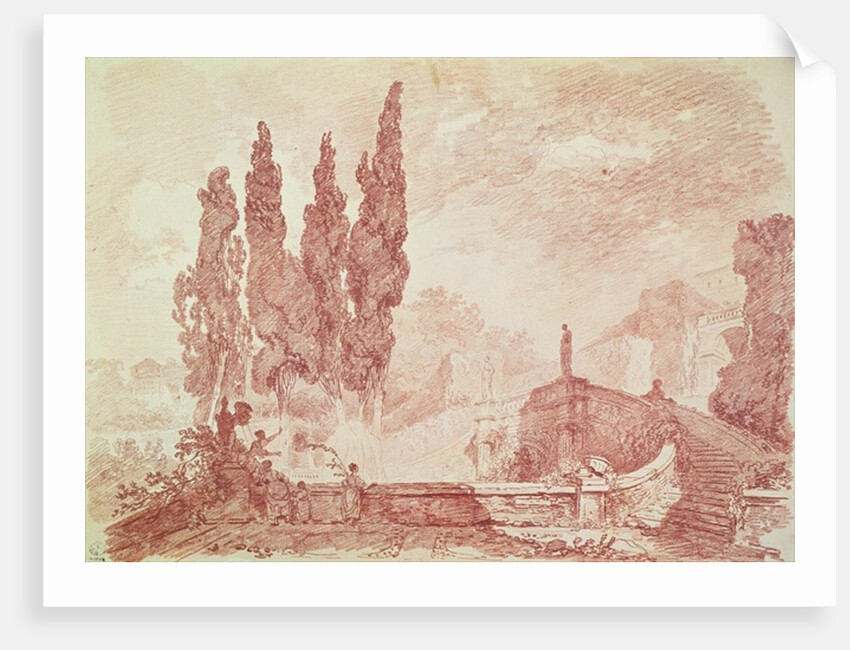 Staircase in the gardens of the Villa d'Este, Tivoli, 18th century by Jean-Honore Fragonard