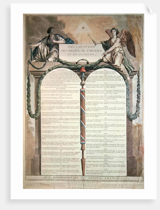 Declaration of the Rights of Man, 10th August, 1793 by French School