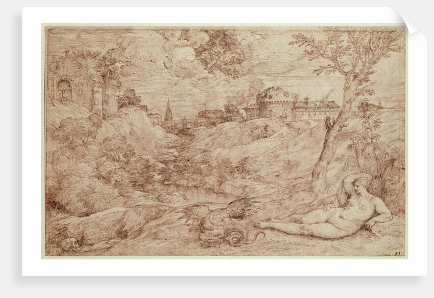 Landscape with a Dragon and a Nude Woman Sleeping by Titian (c.1488-1576)