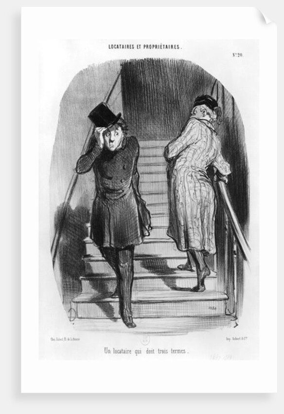 A tenant who owes three terms, plate 20 from the series 'Tenants and owners', by Honore Daumier