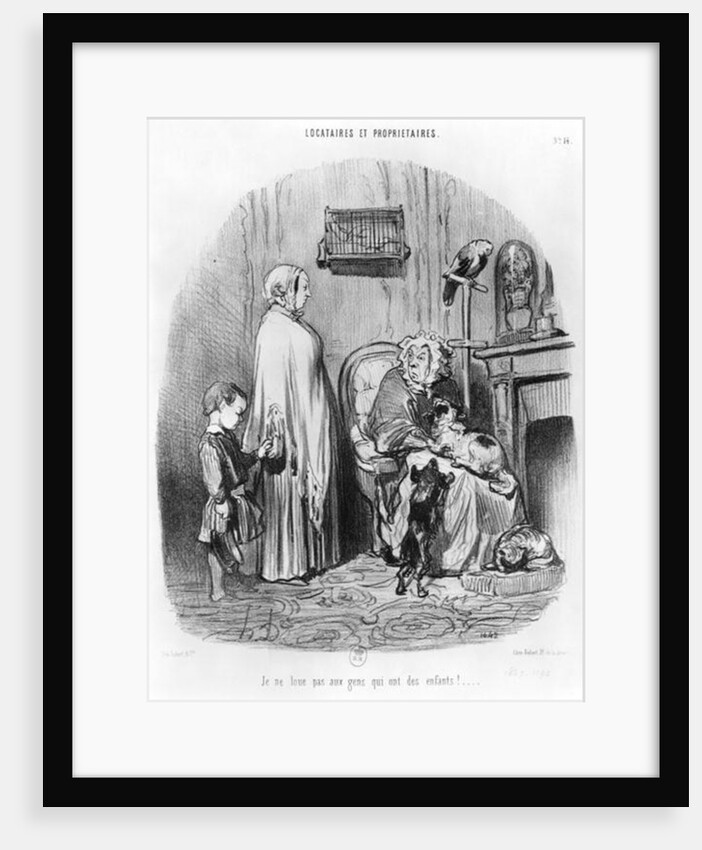 I do not hire people with children, plate 14 from the series 'Tenants and owners' by Honore Daumier