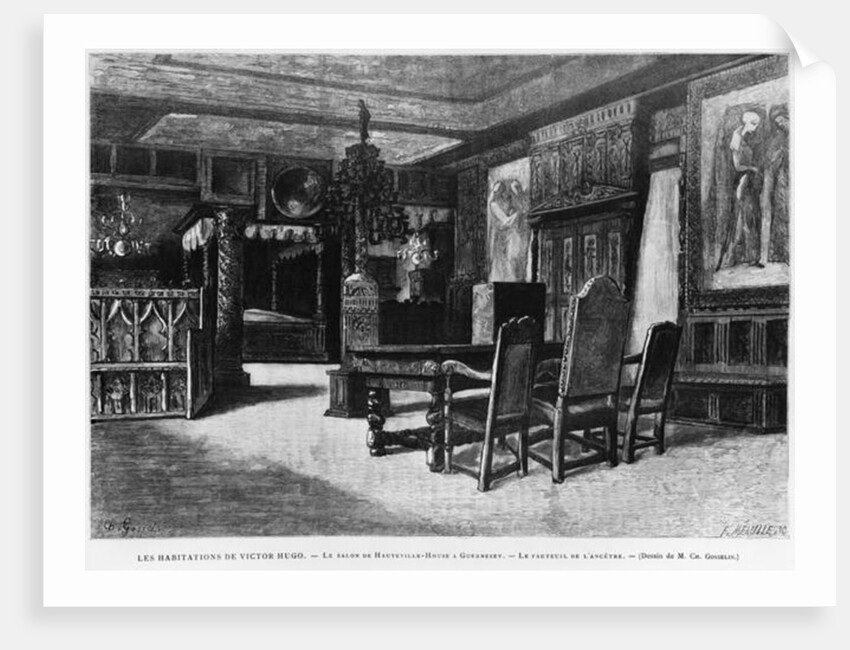 Homes of Victor Hugo, the lounge at Hauteville house in Guernsey, the armchair of the ancestor by Charles Gosselin