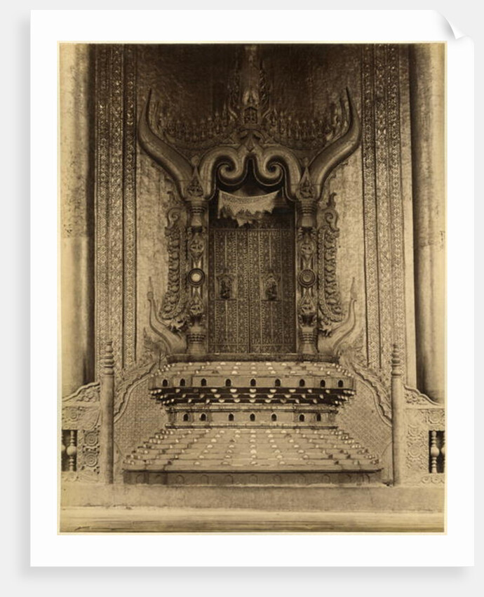 The The-ha-thana or the Lions' throne in the Myei-nan or Main Audience Hall in the palace of Mandalay, Burma, late 19th century by Felice Beato