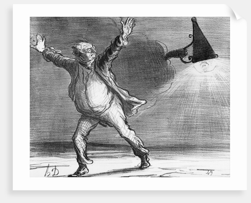Series 'Actualites', the comet, Monsieur Babinet decides to personally shut down the sun in order to fulfil his predictions by Honore Daumier