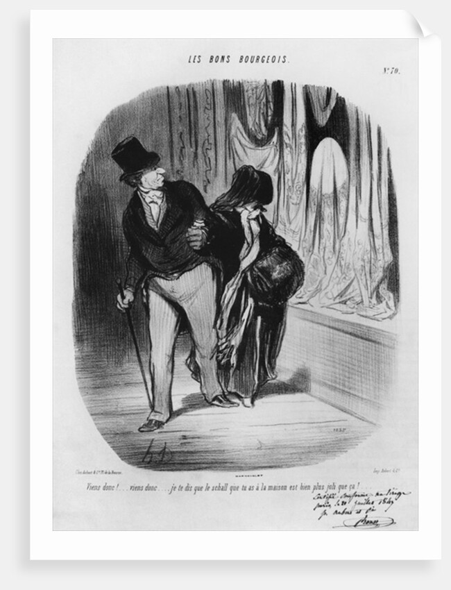 Series 'Les Bons Bourgeois', Come along, I am telling you the scarf you have at home is much more beautiful by Honore Daumier