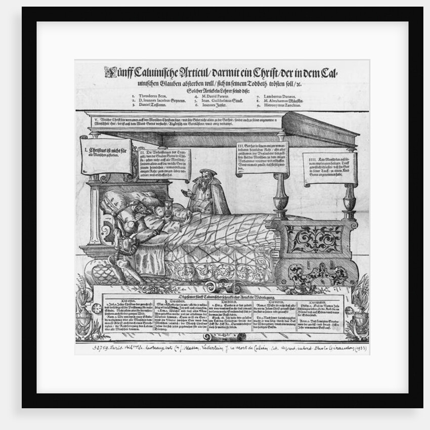 John Calvin on his death bed by Jacob Lederlein