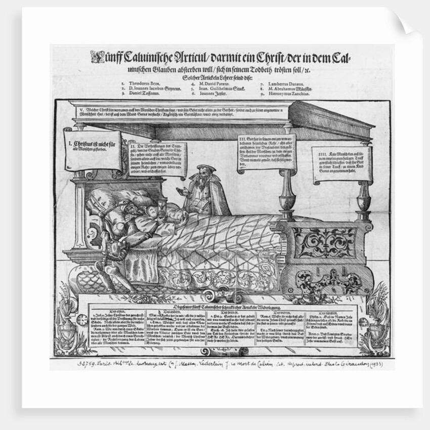 John Calvin on his death bed by Jacob Lederlein