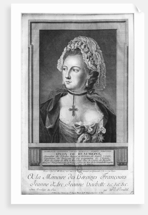 The Chevalier d'Eon, dressed as a woman by P. Jean Baptiste Bradel