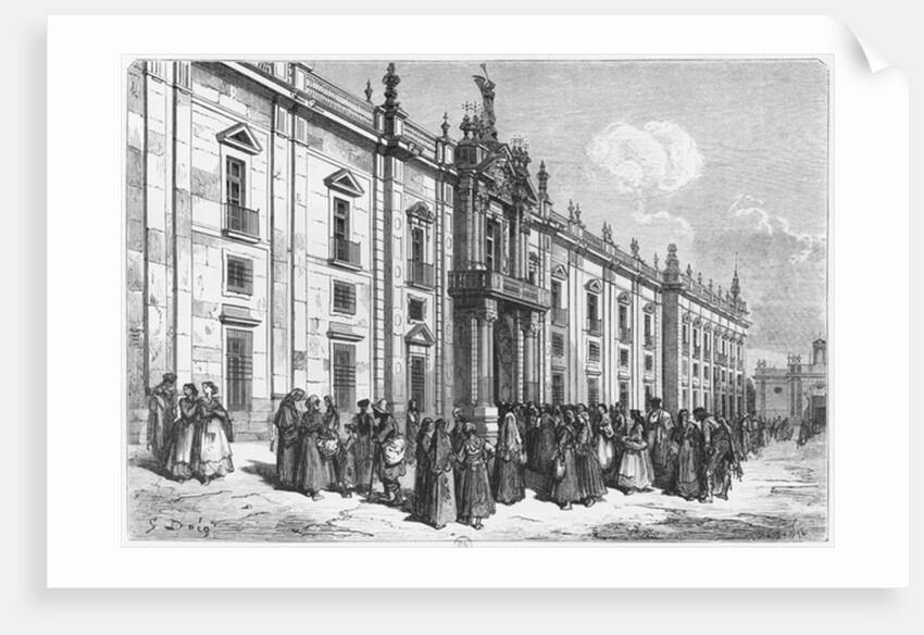 Cigarette makers outside the tobacco factory in Seville, 1868 by Gustave Dore