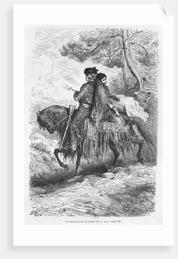 Spanish Contrabandista of Ronda and his Maja, engraved by Felix Jean Gauchard by Gustave (after) Dore