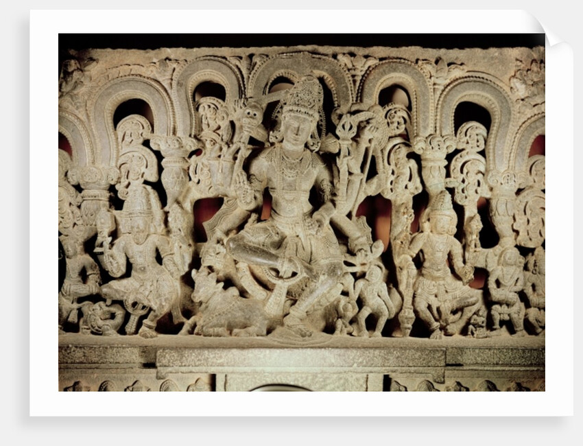 Lintel featuring Hindu trinity, from Waranal, Andhra Pradesh, Kakatiya dynasty by School Indian