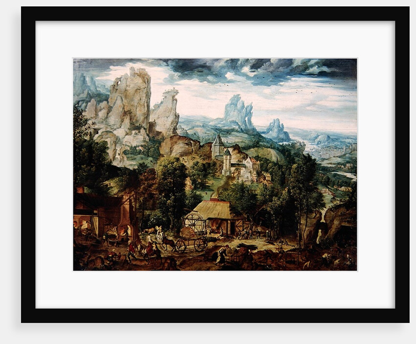 Landscape with Forge by Herri met de Bles