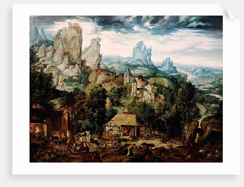 Landscape with Forge by Herri met de Bles