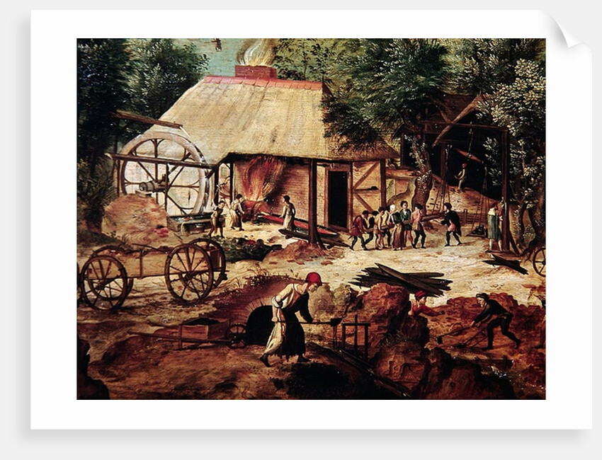 Landscape with Forge, detail of the foundry by Herri met de Bles