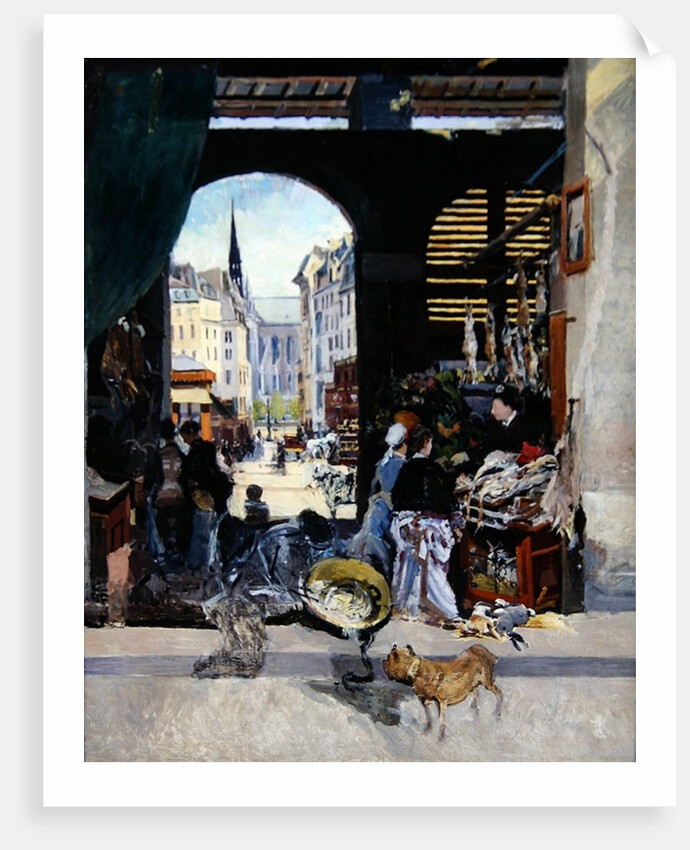 The Carmes Market, Rue Maubert by Emile Antoine Guillier