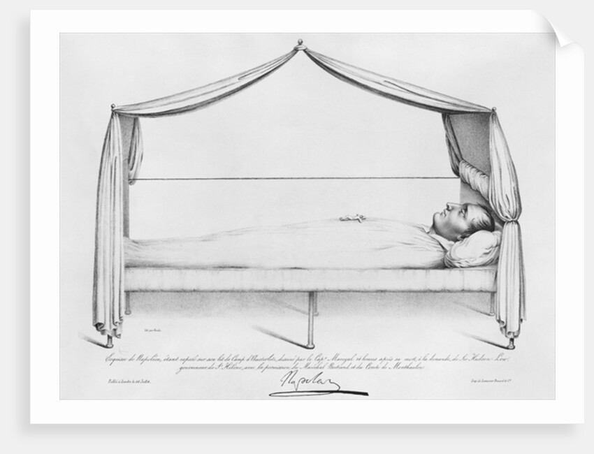 Sketch of Napoleon I on his deathbed drawn at St. Helena by Capitaine Marryal by French School