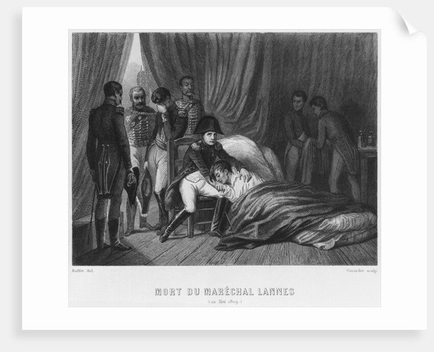 Last moments of Marshal Lannes, Duke of Montebello, at the battle of Essling on 22nd May 1809, engraved by Abraham Girardet by Denis-Auguste-Marie Raffet