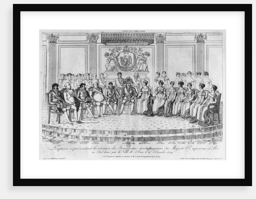 Sketch depicting Napoleon I and the sovereigns at the ball given by the city of Paris on 4th December 1809 by Adrien Pierre Francois Godefroy