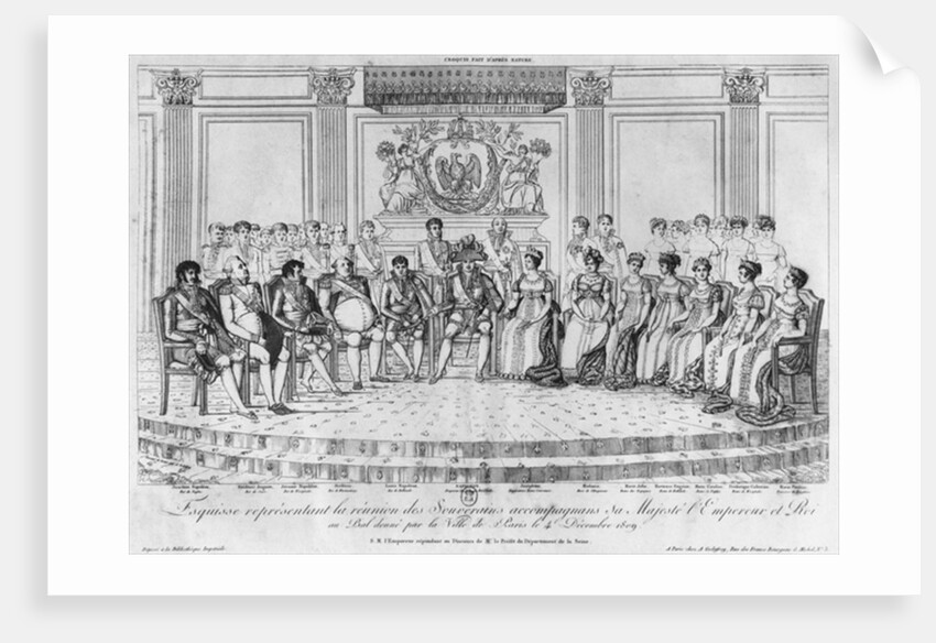 Sketch depicting Napoleon I and the sovereigns at the ball given by the city of Paris on 4th December 1809 by Adrien Pierre Francois Godefroy