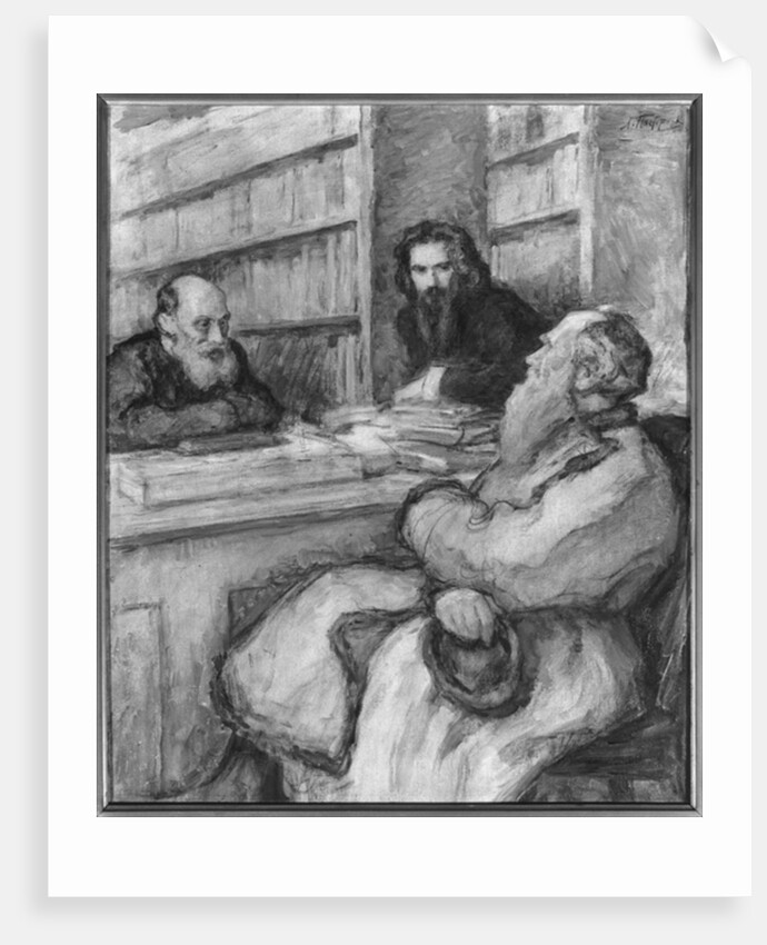 Leo Tolstoy with Nicolas Fedorov and Vladimir Solovyov, Russian philisophers by Leonid Osipovic Pasternak