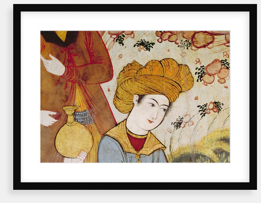 Shah Abbas I and a Courtier offering fruit and drink by School Persian