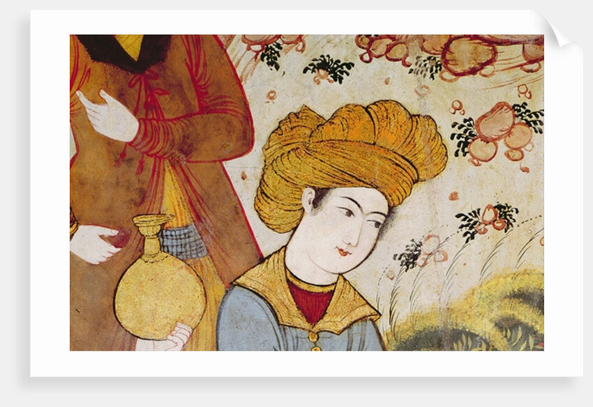 Shah Abbas I and a Courtier offering fruit and drink by School Persian