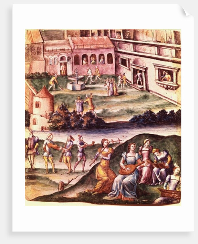 Concert in the Courtyard of a Chateau by Leonard (school of) Limousin