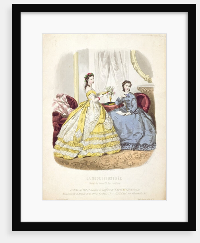 Fashion plate showing ballgowns by French School