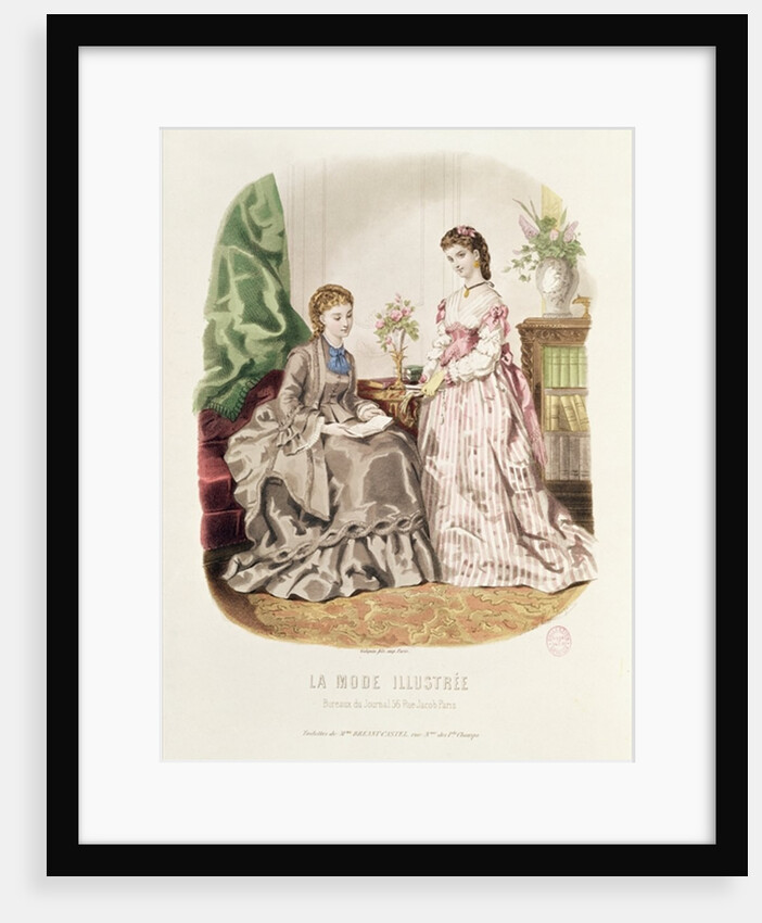 Fashion plate showing ballgowns by French School