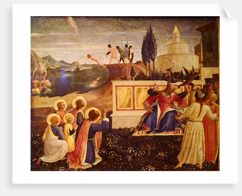 Saints Cosmas and Damian are thrown into the sea; demons escape from the mouth of the proconsul Lysias by Fra Angelico