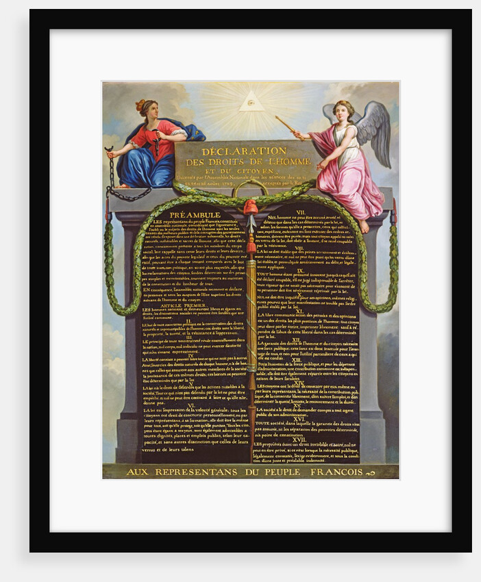 Declaration of the Rights of Man and Citizen, c.1789 by Jean Jacques Francois Le Barbier