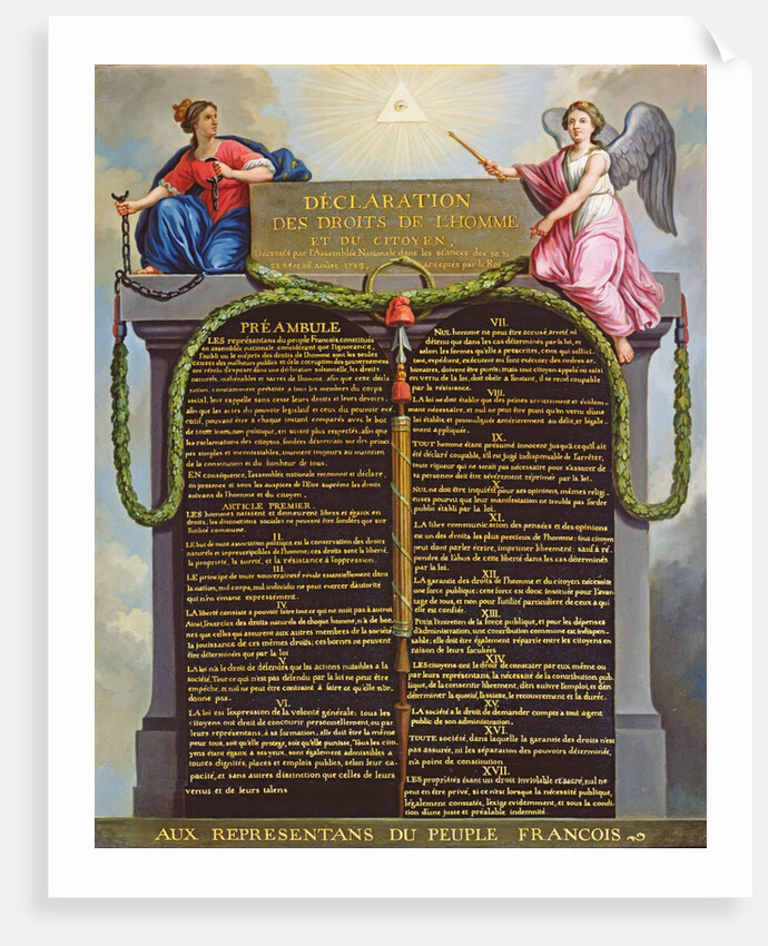 Declaration of the Rights of Man and Citizen, c.1789 by Jean Jacques Francois Le Barbier