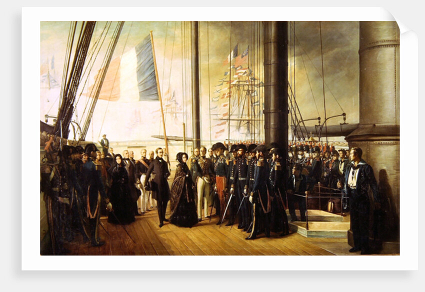 Queen Victoria I, received aboard the steamer 'Le Gomer' by the Rear Admiral Lasusse, 15th October 1844 by Francois Auguste Biard