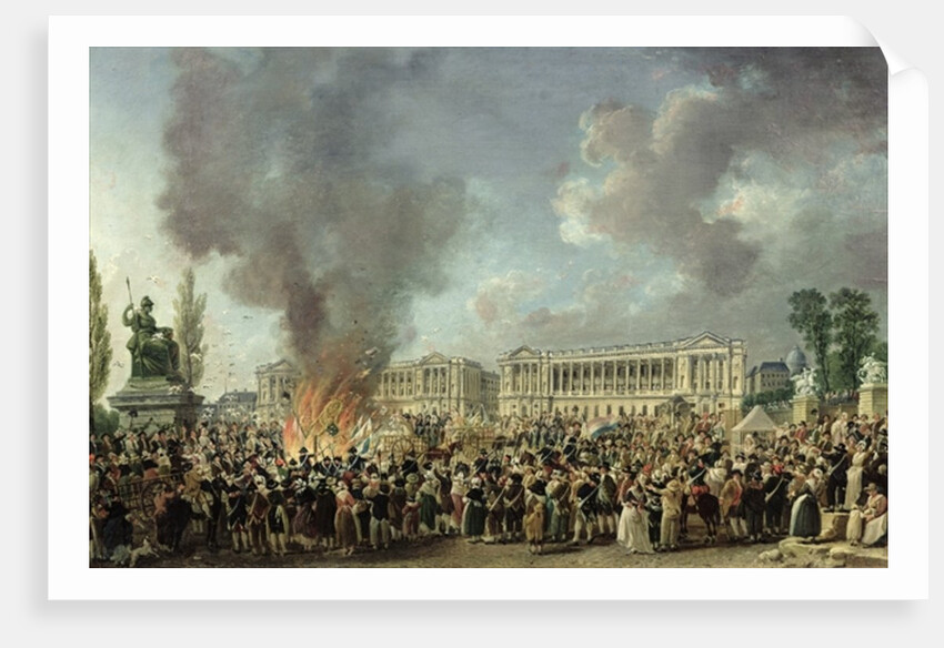 The Celebration of Unity, Destroying the Emblems of Monarchy, Place de la Concorde, 10th August 1793 by Pierre Antoine Demachy
